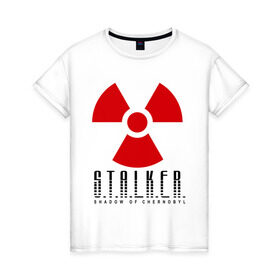 Женская футболка хлопок с принтом Stalker в Белгороде, 100% хлопок | прямой крой, круглый вырез горловины, длина до линии бедер, слегка спущенное плечо | shooter | stalker | постапокалиптические | припять | радиация | сталкер | чернобыль | шутер