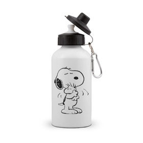 Бутылка спортивная с принтом Snoopy в Белгороде, металл | емкость — 500 мл, в комплекте две пластиковые крышки и карабин для крепления | Тематика изображения на принте: snoopy | сгупи