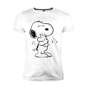 Мужская футболка премиум с принтом Snoopy в Белгороде, 92% хлопок, 8% лайкра | приталенный силуэт, круглый вырез ворота, длина до линии бедра, короткий рукав | snoopy | сгупи