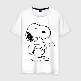 Мужская футболка хлопок с принтом Snoopy в Белгороде, 100% хлопок | прямой крой, круглый вырез горловины, длина до линии бедер, слегка спущенное плечо. | snoopy | сгупи