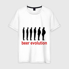 Мужская футболка хлопок с принтом Beer evolution в Белгороде, 100% хлопок | прямой крой, круглый вырез горловины, длина до линии бедер, слегка спущенное плечо. | Тематика изображения на принте: beer evolution