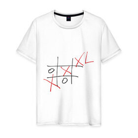 Мужская футболка хлопок с принтом XXXL в Белгороде, 100% хлопок | прямой крой, круглый вырез горловины, длина до линии бедер, слегка спущенное плечо. | xxxl | крестики | крестики нолики | нолики