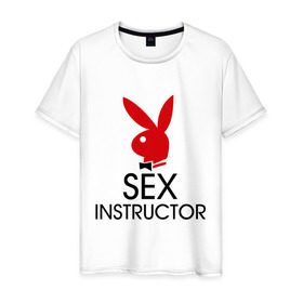 Мужская футболка хлопок с принтом Sex Instructor в Белгороде, 100% хлопок | прямой крой, круглый вырез горловины, длина до линии бедер, слегка спущенное плечо. | инструктор