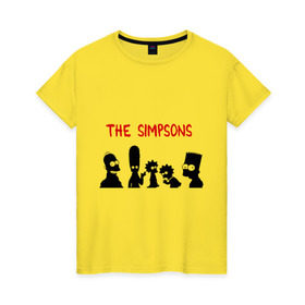 Женская футболка хлопок с принтом The simpsons в Белгороде, 100% хлопок | прямой крой, круглый вырез горловины, длина до линии бедер, слегка спущенное плечо | Тематика изображения на принте: 
