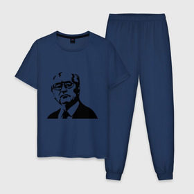 Мужская пижама хлопок с принтом Горбачев в Белгороде, 100% хлопок | брюки и футболка прямого кроя, без карманов, на брюках мягкая резинка на поясе и по низу штанин
 | горбачев | михаил сергеевич | политические | россия