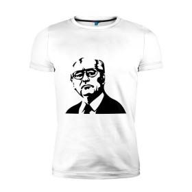 Мужская футболка премиум с принтом Горбачев в Белгороде, 92% хлопок, 8% лайкра | приталенный силуэт, круглый вырез ворота, длина до линии бедра, короткий рукав | горбачев | михаил сергеевич | политические | россия