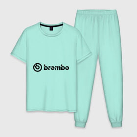 Мужская пижама хлопок с принтом Brembo в Белгороде, 100% хлопок | брюки и футболка прямого кроя, без карманов, на брюках мягкая резинка на поясе и по низу штанин
 | brembo | брембо | колодки | тормоза | тормозные колодки | тюнинг