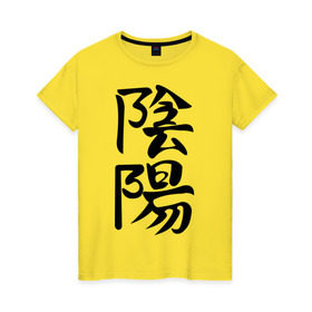 Женская футболка хлопок с принтом Инь-Янь в Белгороде, 100% хлопок | прямой крой, круглый вырез горловины, длина до линии бедер, слегка спущенное плечо | инь ян | китай