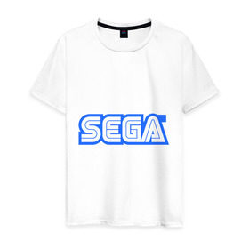 Мужская футболка хлопок с принтом SEGA в Белгороде, 100% хлопок | прямой крой, круглый вырез горловины, длина до линии бедер, слегка спущенное плечо. | 8 bit | 8 бит | sega | видеоигры | приставки | сега