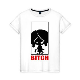 Женская футболка хлопок с принтом Bitch-logo в Белгороде, 100% хлопок | прямой крой, круглый вырез горловины, длина до линии бедер, слегка спущенное плечо | девочка | девушка | злая | стерва | топор