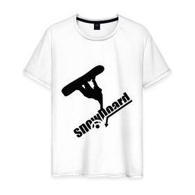 Мужская футболка хлопок с принтом Snowboard в Белгороде, 100% хлопок | прямой крой, круглый вырез горловины, длина до линии бедер, слегка спущенное плечо. | 