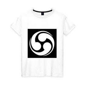 Женская футболка хлопок с принтом Знак Дао в Белгороде, 100% хлопок | прямой крой, круглый вырез горловины, длина до линии бедер, слегка спущенное плечо | tribal | даоссы | китайская философия | трайбл | узор