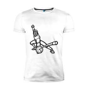 Мужская футболка премиум с принтом Фехтовальщик в Белгороде, 92% хлопок, 8% лайкра | приталенный силуэт, круглый вырез ворота, длина до линии бедра, короткий рукав | меч | фехтовальщик | фехтование | шпага
