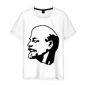 Мужская футболка хлопок с принтом Ленин в Белгороде, 100% хлопок | прямой крой, круглый вырез горловины, длина до линии бедер, слегка спущенное плечо. | lenin | ussr | ленин | ленин жив | ссср