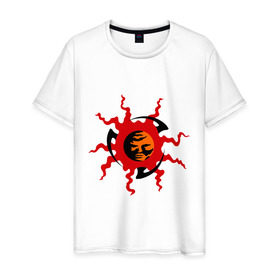 Мужская футболка хлопок с принтом Солнце в Белгороде, 100% хлопок | прямой крой, круглый вырез горловины, длина до линии бедер, слегка спущенное плечо. | лучи | солнце | солнышко
