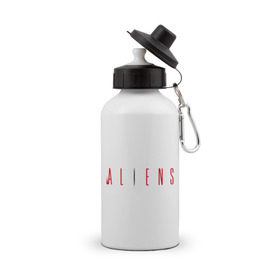 Бутылка спортивная с принтом ALIENS в Белгороде, металл | емкость — 500 мл, в комплекте две пластиковые крышки и карабин для крепления | alien | aliens | пришельцы | чужие | чужой