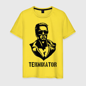 Мужская футболка хлопок с принтом Терминатор в Белгороде, 100% хлопок | прямой крой, круглый вырез горловины, длина до линии бедер, слегка спущенное плечо. | Тематика изображения на принте: 