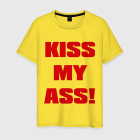 Мужская футболка хлопок с принтом Kiss My Ass в Белгороде, 100% хлопок | прямой крой, круглый вырез горловины, длина до линии бедер, слегка спущенное плечо. | меня | поцелуй