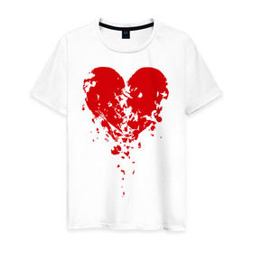 Мужская футболка хлопок с принтом Сердце рассыпалось в Белгороде, 100% хлопок | прямой крой, круглый вырез горловины, длина до линии бедер, слегка спущенное плечо. | осколки | разбитое сердце | сердце