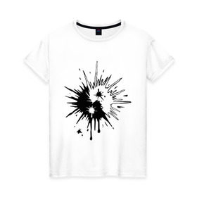 Женская футболка хлопок с принтом Взрыв инь-янь в Белгороде, 100% хлопок | прямой крой, круглый вырез горловины, длина до линии бедер, слегка спущенное плечо | взрыв | знак | инь | инь ян | китайский | ян | янь
