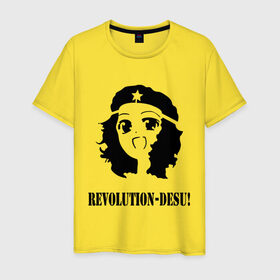 Мужская футболка хлопок с принтом REVOLUTION-DESU! в Белгороде, 100% хлопок | прямой крой, круглый вырез горловины, длина до линии бедер, слегка спущенное плечо. | desu | revolution | revolution desu | политические