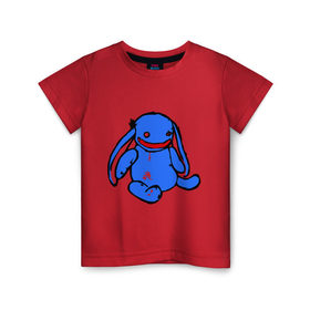 Детская футболка хлопок с принтом Смешной заяц в Белгороде, 100% хлопок | круглый вырез горловины, полуприлегающий силуэт, длина до линии бедер | зайчик | заяц | игрушка | плюшевый заяц | смешной заяц