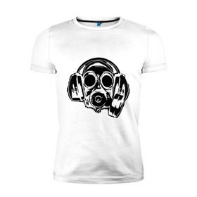 Мужская футболка премиум с принтом Toxic DJ в Белгороде, 92% хлопок, 8% лайкра | приталенный силуэт, круглый вырез ворота, длина до линии бедра, короткий рукав | Тематика изображения на принте: deejay | dj | toxic | диджей | противогаз | токсик