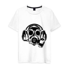 Мужская футболка хлопок с принтом Toxic DJ в Белгороде, 100% хлопок | прямой крой, круглый вырез горловины, длина до линии бедер, слегка спущенное плечо. | deejay | dj | toxic | диджей | противогаз | токсик