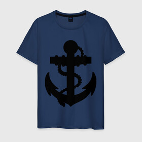 Мужская футболка хлопок с принтом Якорь в Белгороде, 100% хлопок | прямой крой, круглый вырез горловины, длина до линии бедер, слегка спущенное плечо. | вмс | вмф | военно | морской флот | моряк | моряки | флот | якорь