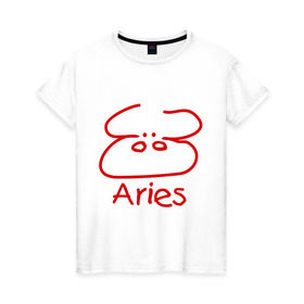 Женская футболка хлопок с принтом Овен в Белгороде, 100% хлопок | прямой крой, круглый вырез горловины, длина до линии бедер, слегка спущенное плечо | aries | гороскоп | знаки зодиака | овен