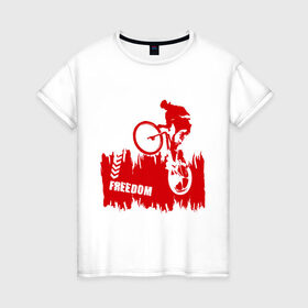 Женская футболка хлопок с принтом Велосипед в Белгороде, 100% хлопок | прямой крой, круглый вырез горловины, длина до линии бедер, слегка спущенное плечо | streeet | xtream | велик | вело | велосипед | стрит | экстрим