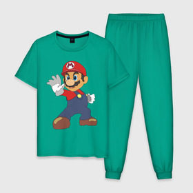 Мужская пижама хлопок с принтом Super Mario (1) в Белгороде, 100% хлопок | брюки и футболка прямого кроя, без карманов, на брюках мягкая резинка на поясе и по низу штанин
 | nintendo | марио | нинтендо