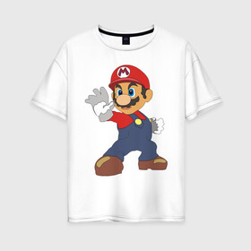 Женская футболка хлопок Oversize с принтом Super Mario (1) в Белгороде, 100% хлопок | свободный крой, круглый ворот, спущенный рукав, длина до линии бедер
 | nintendo | марио | нинтендо