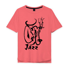 Мужская футболка хлопок Oversize с принтом Jazz в Белгороде, 100% хлопок | свободный крой, круглый ворот, “спинка” длиннее передней части | jazz | джаз | звуки | музыка | музыкальные стили | рисунок | силуэт | человек