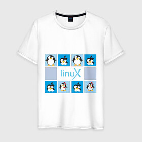 Мужская футболка хлопок с принтом Linux (2) в Белгороде, 100% хлопок | прямой крой, круглый вырез горловины, длина до линии бедер, слегка спущенное плечо. | Тематика изображения на принте: 