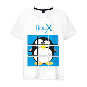Мужская футболка хлопок с принтом Linux (4) в Белгороде, 100% хлопок | прямой крой, круглый вырез горловины, длина до линии бедер, слегка спущенное плечо. | Тематика изображения на принте: 