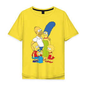 Мужская футболка хлопок Oversize с принтом The Simpsons (2) в Белгороде, 100% хлопок | свободный крой, круглый ворот, “спинка” длиннее передней части | гомер