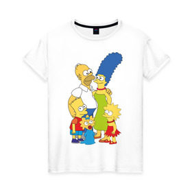 Женская футболка хлопок с принтом The Simpsons (2) в Белгороде, 100% хлопок | прямой крой, круглый вырез горловины, длина до линии бедер, слегка спущенное плечо | гомер