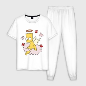 Мужская пижама хлопок с принтом Бард Симпсон Ангел в Белгороде, 100% хлопок | брюки и футболка прямого кроя, без карманов, на брюках мягкая резинка на поясе и по низу штанин
 | simpsons | барт | симпсоны | симсоны