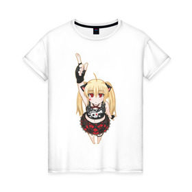 Женская футболка хлопок с принтом Девочка из аниме в Белгороде, 100% хлопок | прямой крой, круглый вырез горловины, длина до линии бедер, слегка спущенное плечо | anime | аниме | анимэ