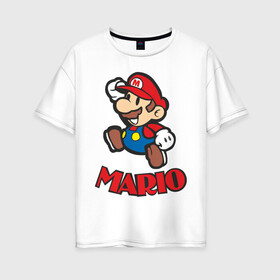 Женская футболка хлопок Oversize с принтом Super Mario (3) в Белгороде, 100% хлопок | свободный крой, круглый ворот, спущенный рукав, длина до линии бедер
 | nintendo | марио | нинтендо