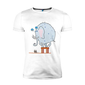 Мужская футболка премиум с принтом Слон и мыши в Белгороде, 92% хлопок, 8% лайкра | приталенный силуэт, круглый вырез ворота, длина до линии бедра, короткий рукав | животные | испуганный