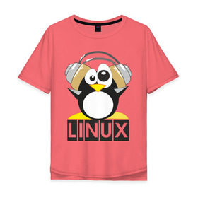 Мужская футболка хлопок Oversize с принтом Linux (6) в Белгороде, 100% хлопок | свободный крой, круглый ворот, “спинка” длиннее передней части | пингвин