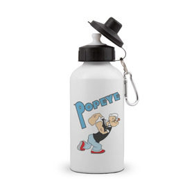 Бутылка спортивная с принтом Popeye в Белгороде, металл | емкость — 500 мл, в комплекте две пластиковые крышки и карабин для крепления | popeye