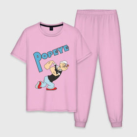 Мужская пижама хлопок с принтом Popeye в Белгороде, 100% хлопок | брюки и футболка прямого кроя, без карманов, на брюках мягкая резинка на поясе и по низу штанин
 | popeye