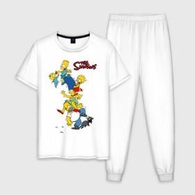 Мужская пижама хлопок с принтом The simpsons(1) в Белгороде, 100% хлопок | брюки и футболка прямого кроя, без карманов, на брюках мягкая резинка на поясе и по низу штанин
 | Тематика изображения на принте: гомер