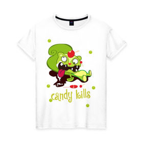 Женская футболка хлопок с принтом Сandy kills в Белгороде, 100% хлопок | прямой крой, круглый вырез горловины, длина до линии бедер, слегка спущенное плечо | happy tree friends