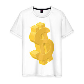 Мужская футболка хлопок с принтом Доллар в Белгороде, 100% хлопок | прямой крой, круглый вырез горловины, длина до линии бедер, слегка спущенное плечо. | бабло | бакс | баксы | валюта | деньги | доллар | знак доллара