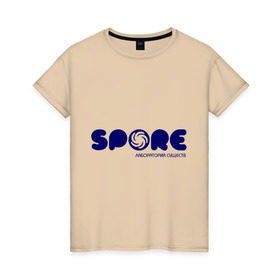 Женская футболка хлопок с принтом Spore в Белгороде, 100% хлопок | прямой крой, круглый вырез горловины, длина до линии бедер, слегка спущенное плечо | игра | игры | лаборатория существ | спор