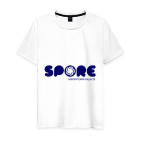 Мужская футболка хлопок с принтом Spore в Белгороде, 100% хлопок | прямой крой, круглый вырез горловины, длина до линии бедер, слегка спущенное плечо. | игра | игры | лаборатория существ | спор